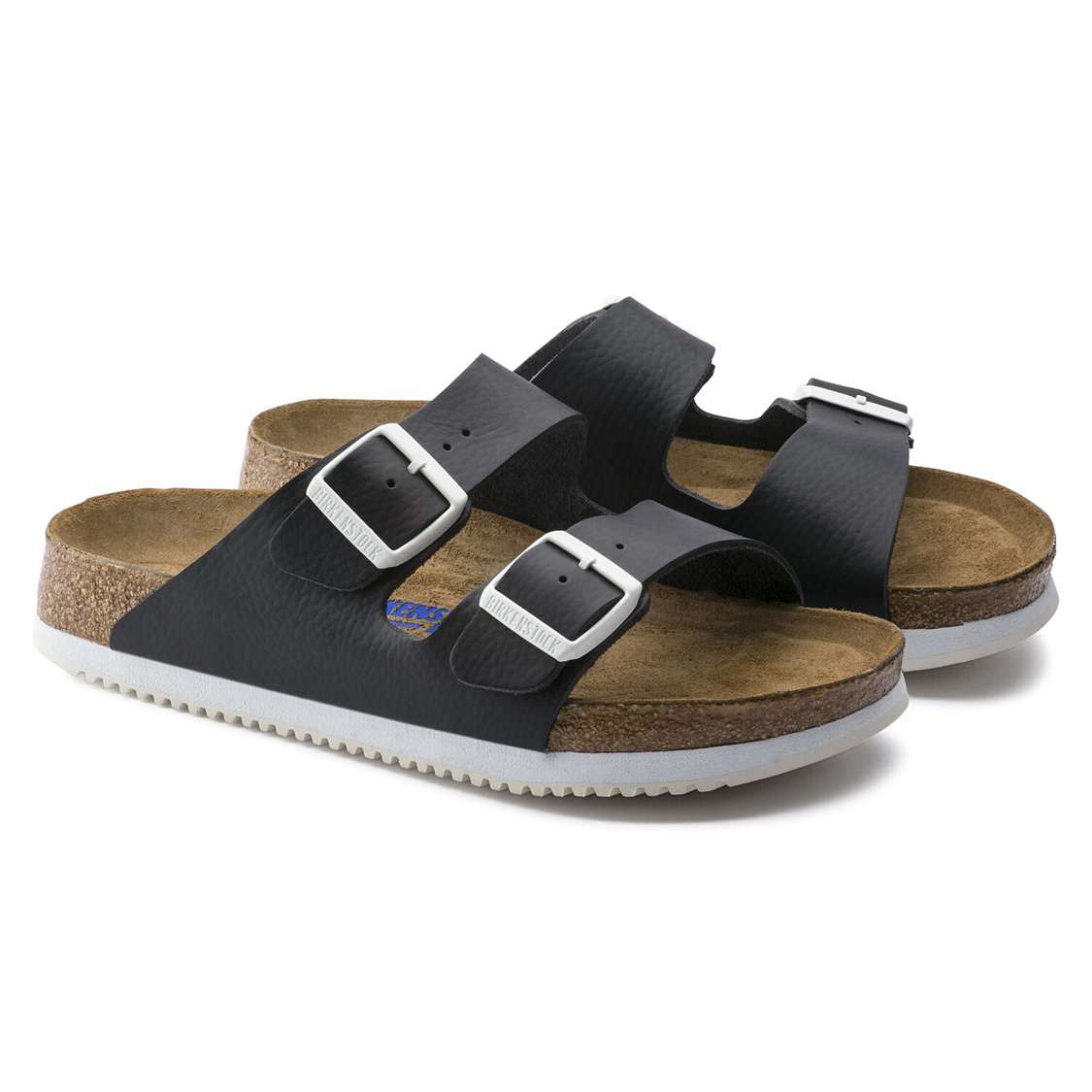 Black Birkenstock Arizona Soft Footbed Leather Women's Two Strap Sandals | aOhR1xOxGb5