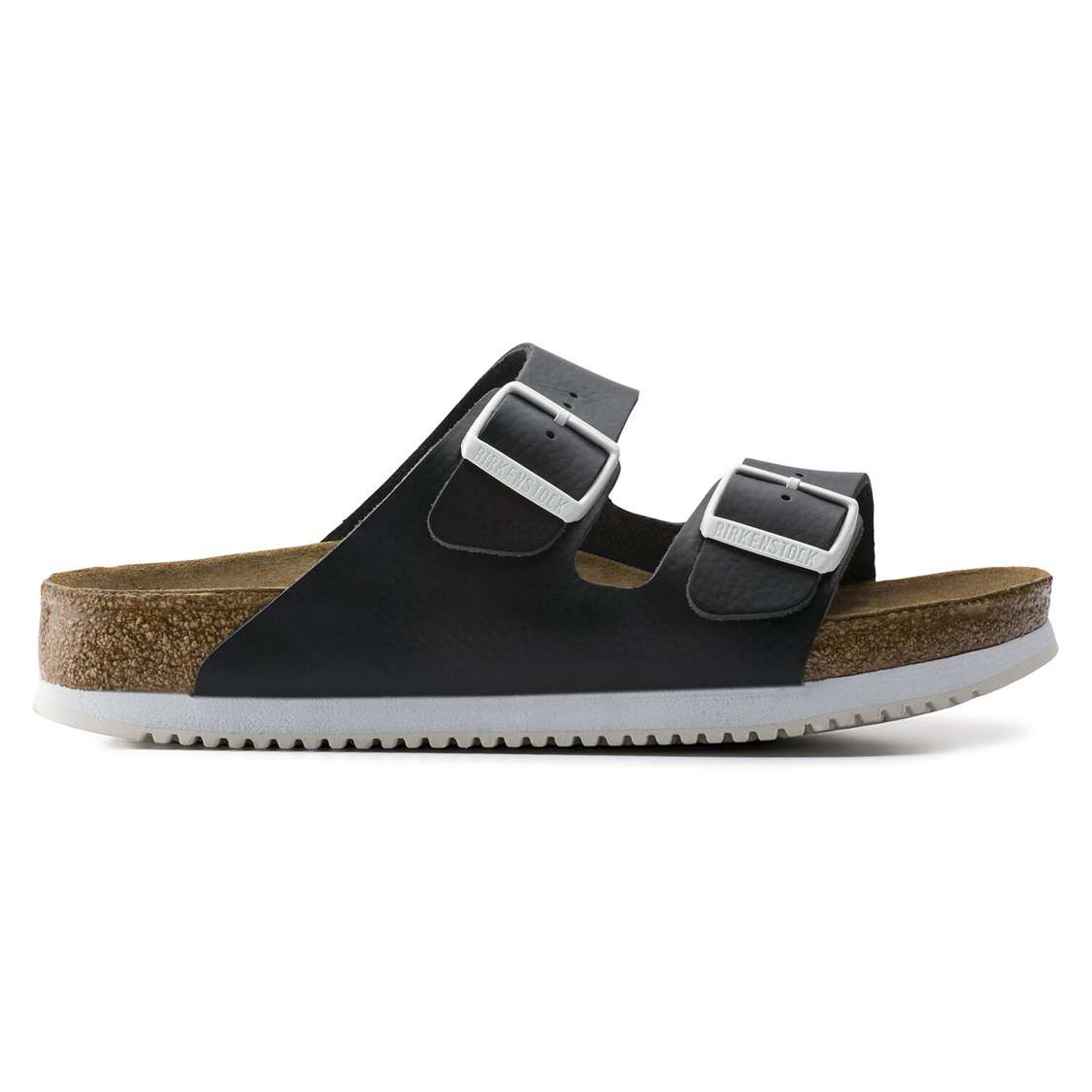 Black Birkenstock Arizona Soft Footbed Leather Men's Two Strap Sandals | sQL1DUKmCVF