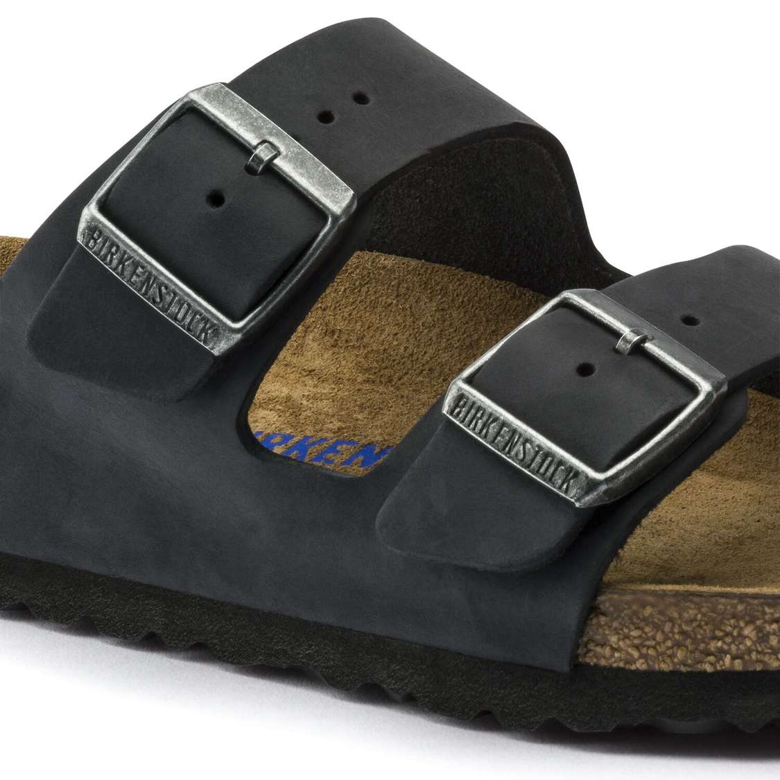 Black Birkenstock Arizona Soft Footbed Oiled Nubuck Leather Men's Two Strap Sandals | BtZluT5jMLd