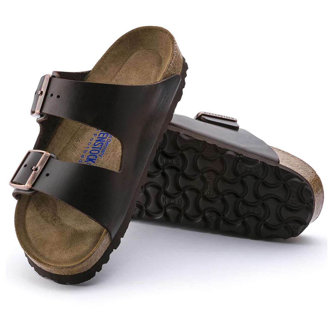 Black Birkenstock Arizona Soft Footbed Smooth Leather Men's Two Strap Sandals | 9uy5XngPvjb