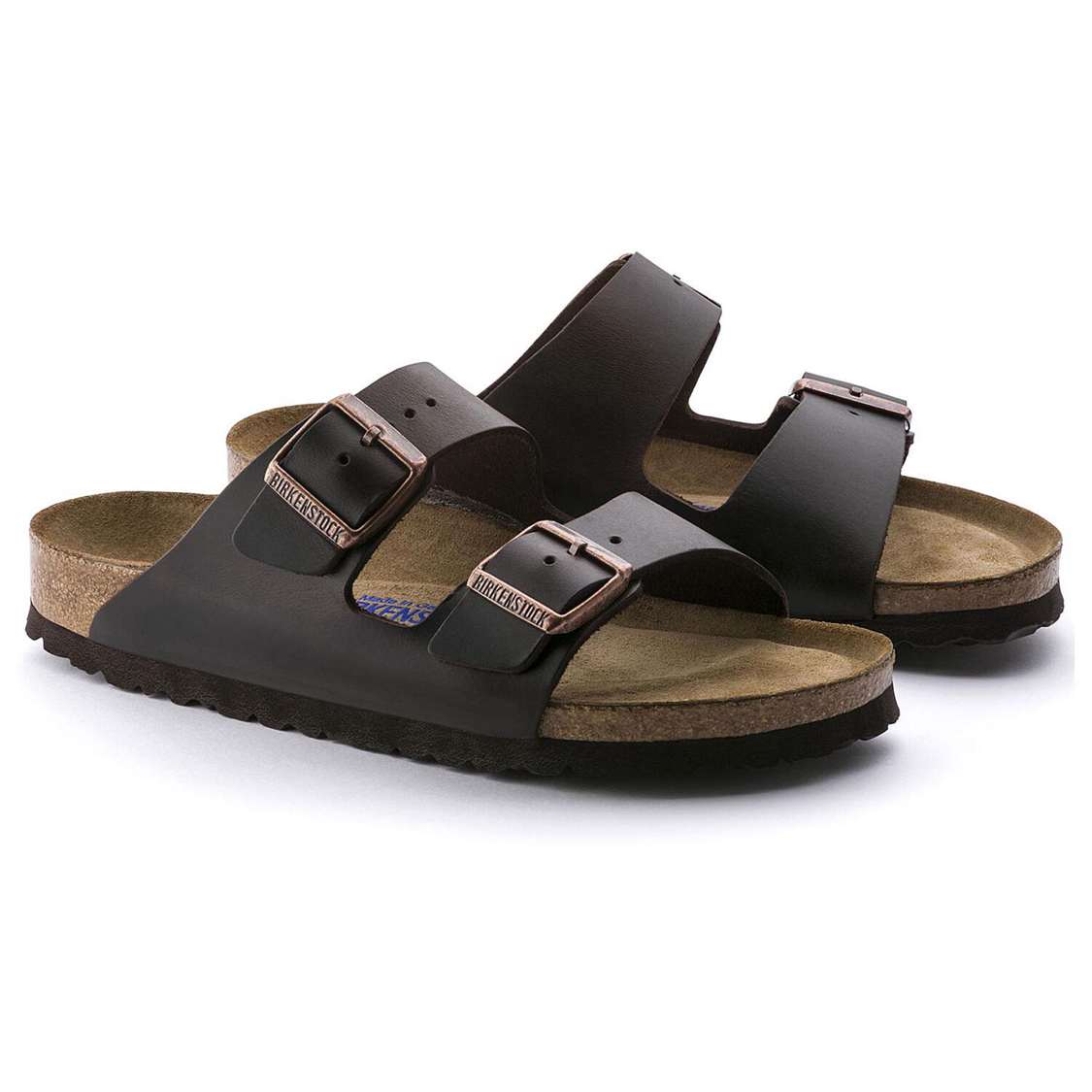 Black Birkenstock Arizona Soft Footbed Smooth Leather Men's Two Strap Sandals | 9uy5XngPvjb