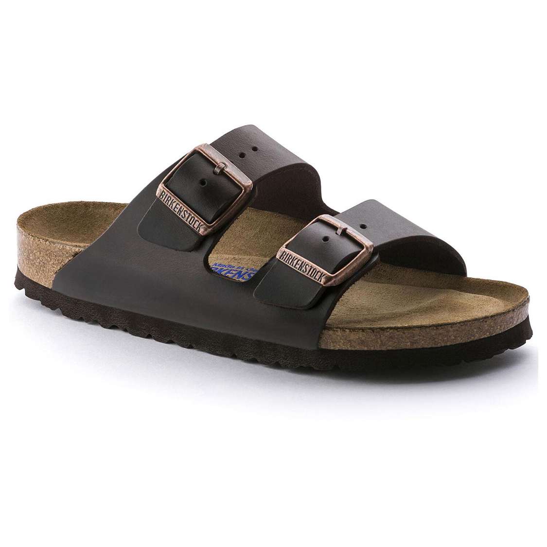 Black Birkenstock Arizona Soft Footbed Smooth Leather Men\'s Two Strap Sandals | 9uy5XngPvjb