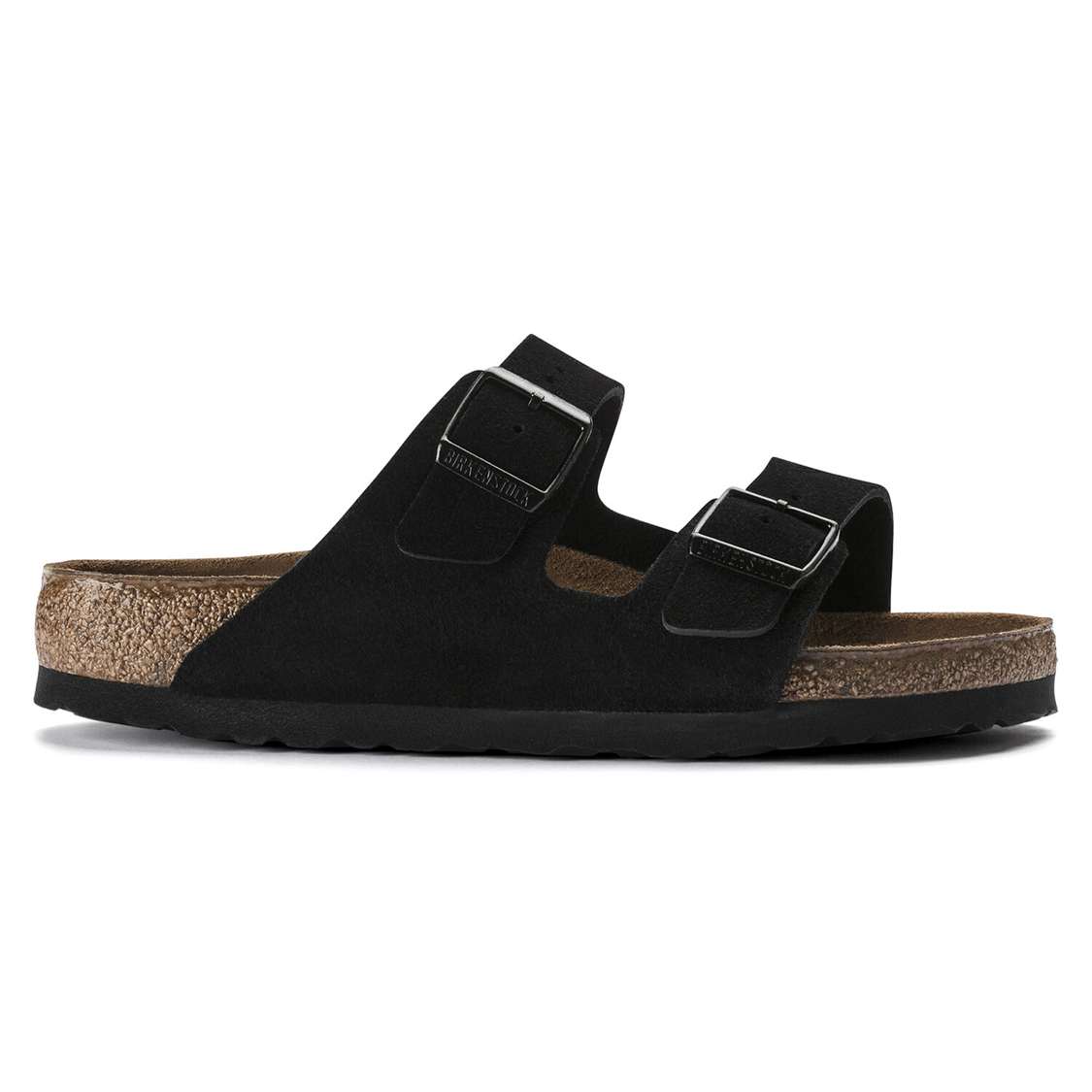 Black Birkenstock Arizona Soft Footbed Suede Leather Women's Two Strap Sandals | NBQamOrX9nA