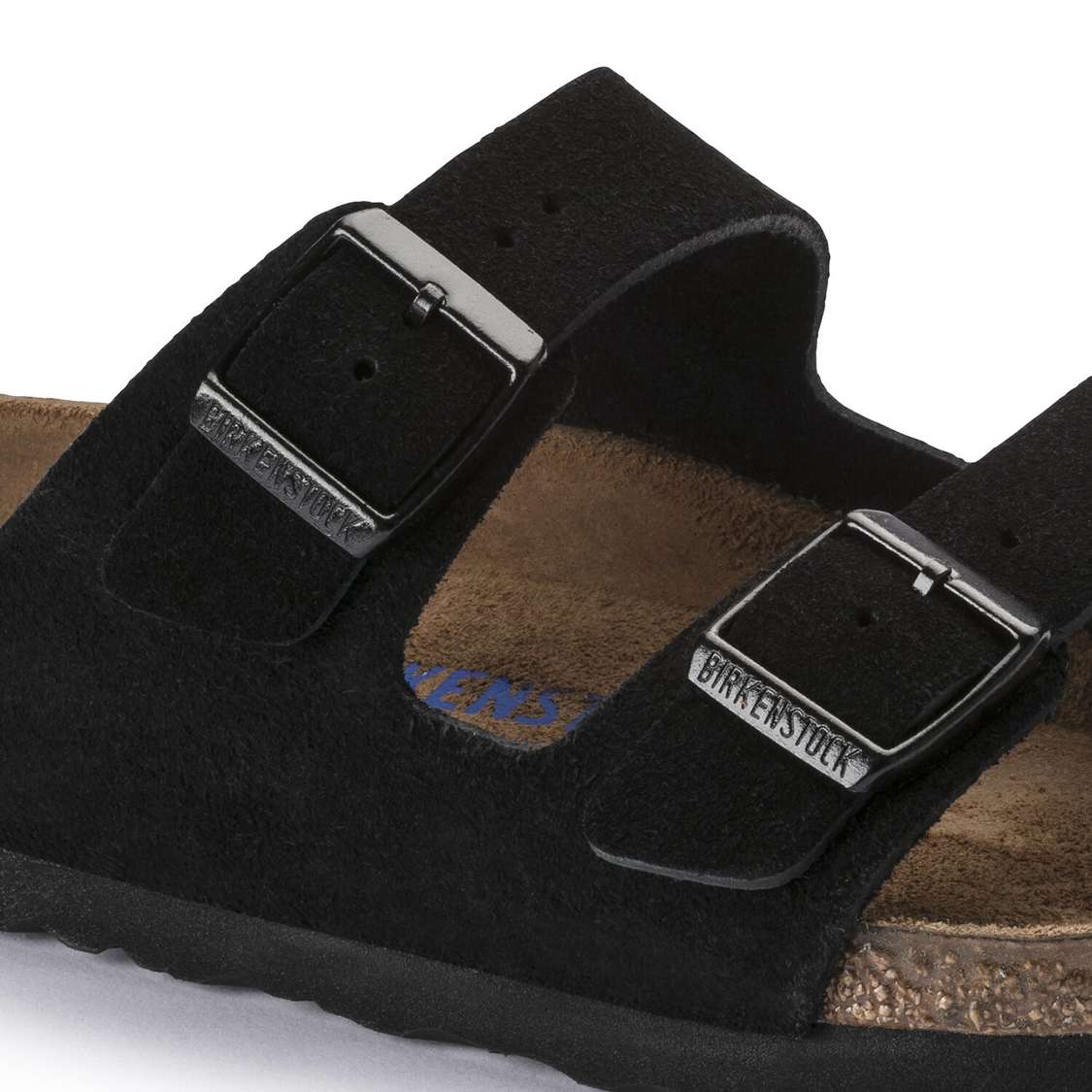 Black Birkenstock Arizona Soft Footbed Suede Leather Women's Two Strap Sandals | NBQamOrX9nA