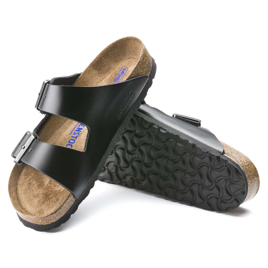 Black Birkenstock Arizona Soft Footbed Smooth Leather Women's Two Strap Sandals | ZSs6KMKSweh