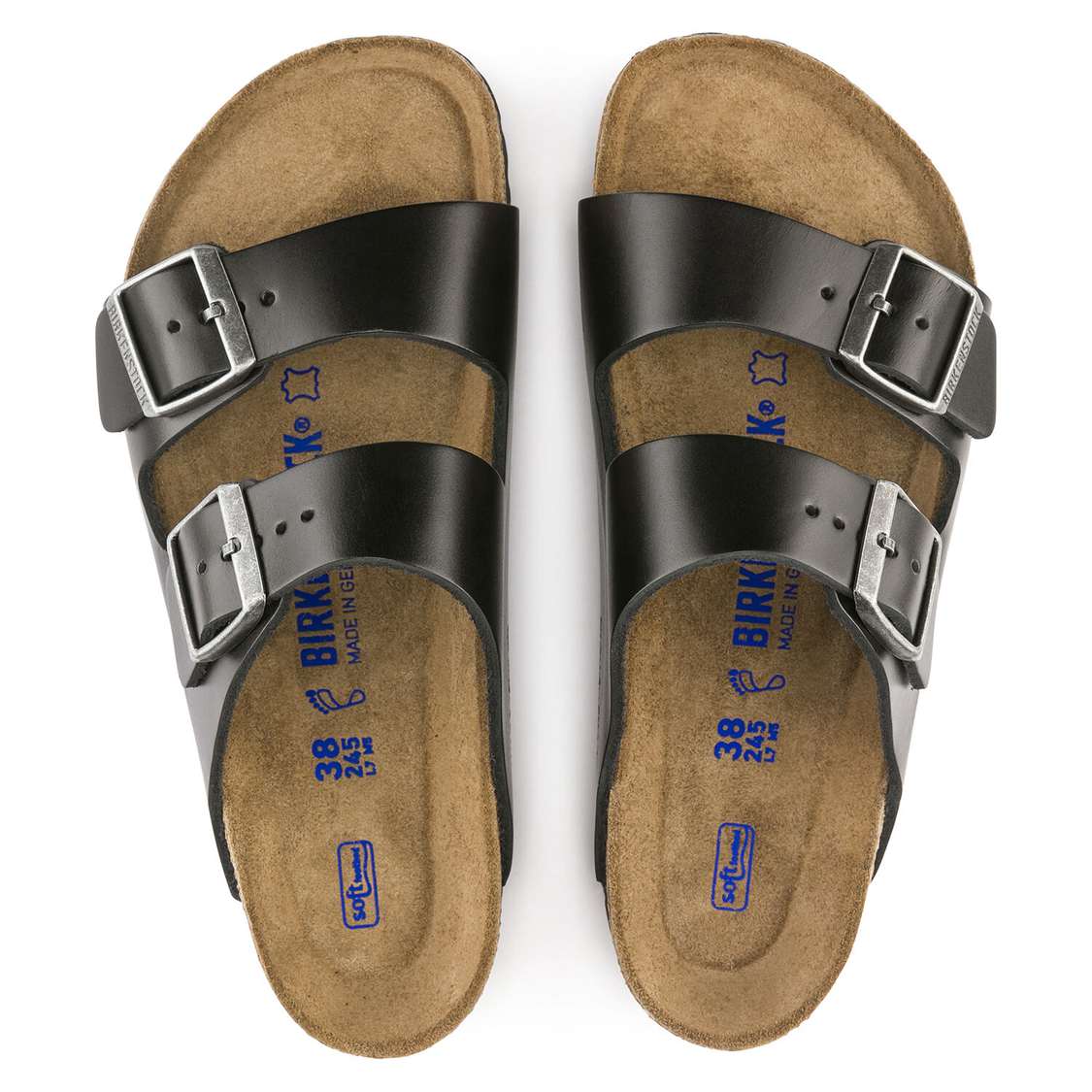 Black Birkenstock Arizona Soft Footbed Smooth Leather Women's Two Strap Sandals | ZSs6KMKSweh