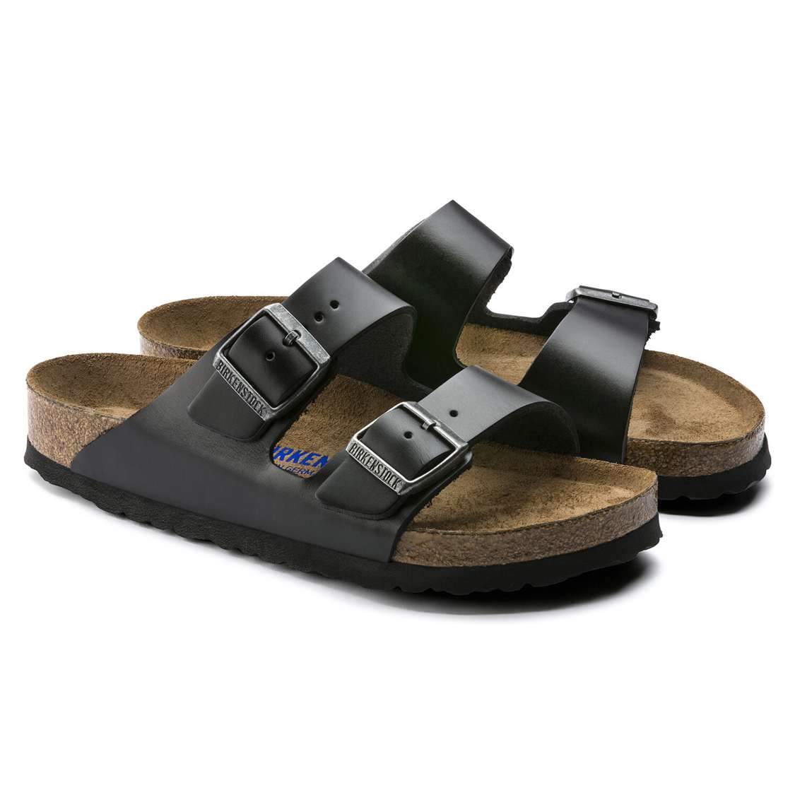 Black Birkenstock Arizona Soft Footbed Smooth Leather Women's Two Strap Sandals | ZSs6KMKSweh