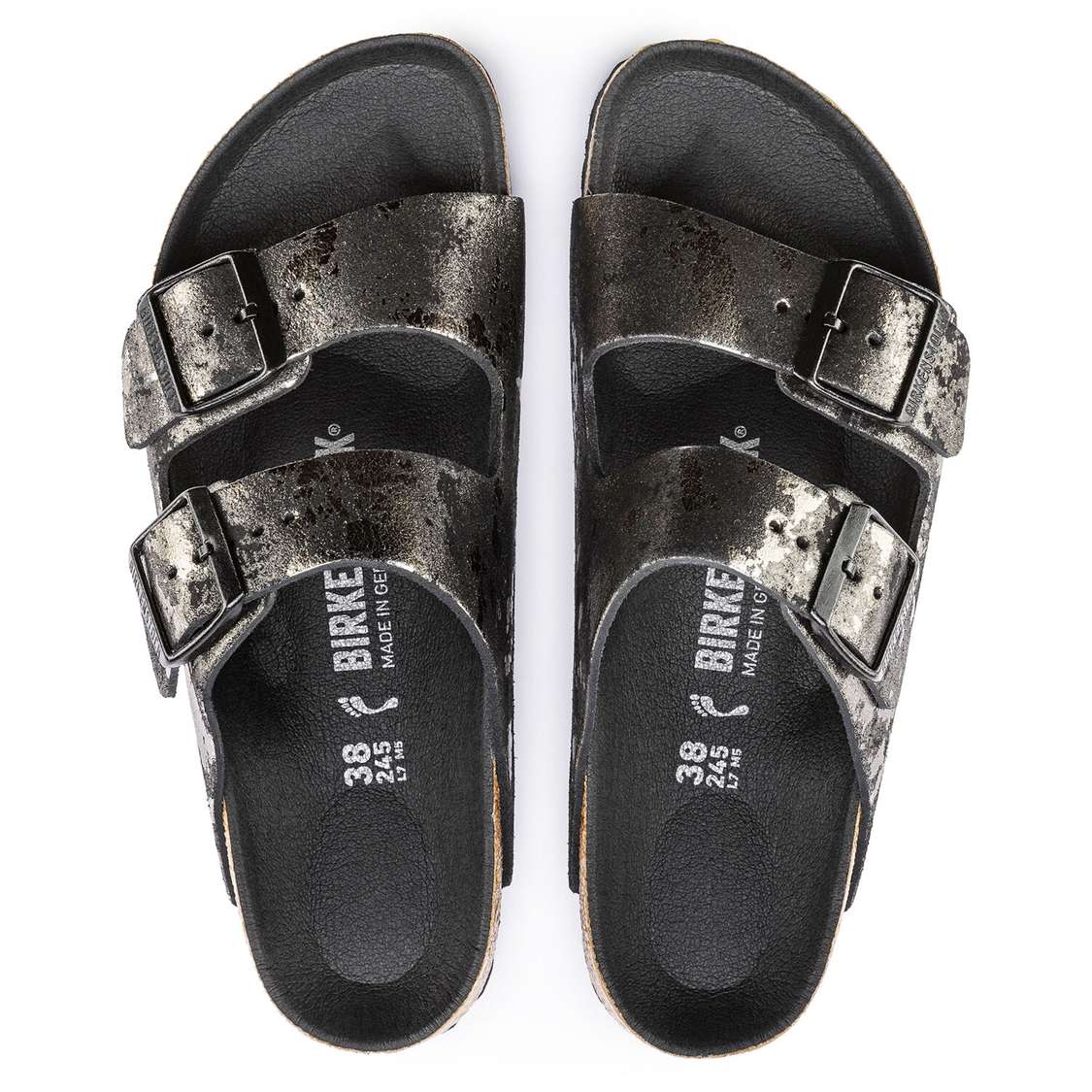 Black Birkenstock Arizona Suede Leather Women's Two Strap Sandals | NOM6tvRc817