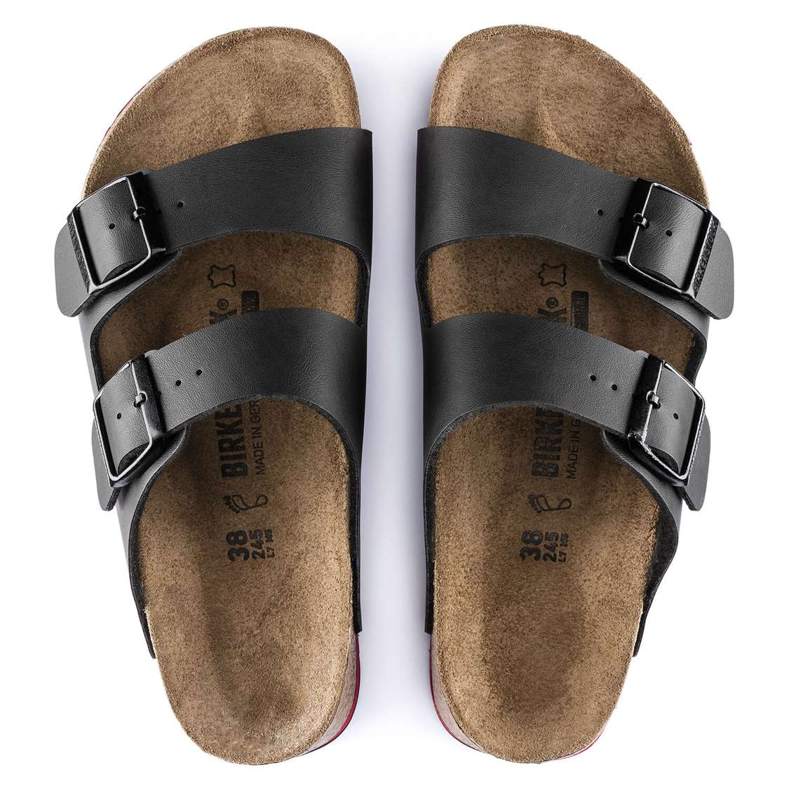 Black Birkenstock Arizona Super Grip Birko-Flor Men's Two Strap Sandals | ZXK4VANcblY