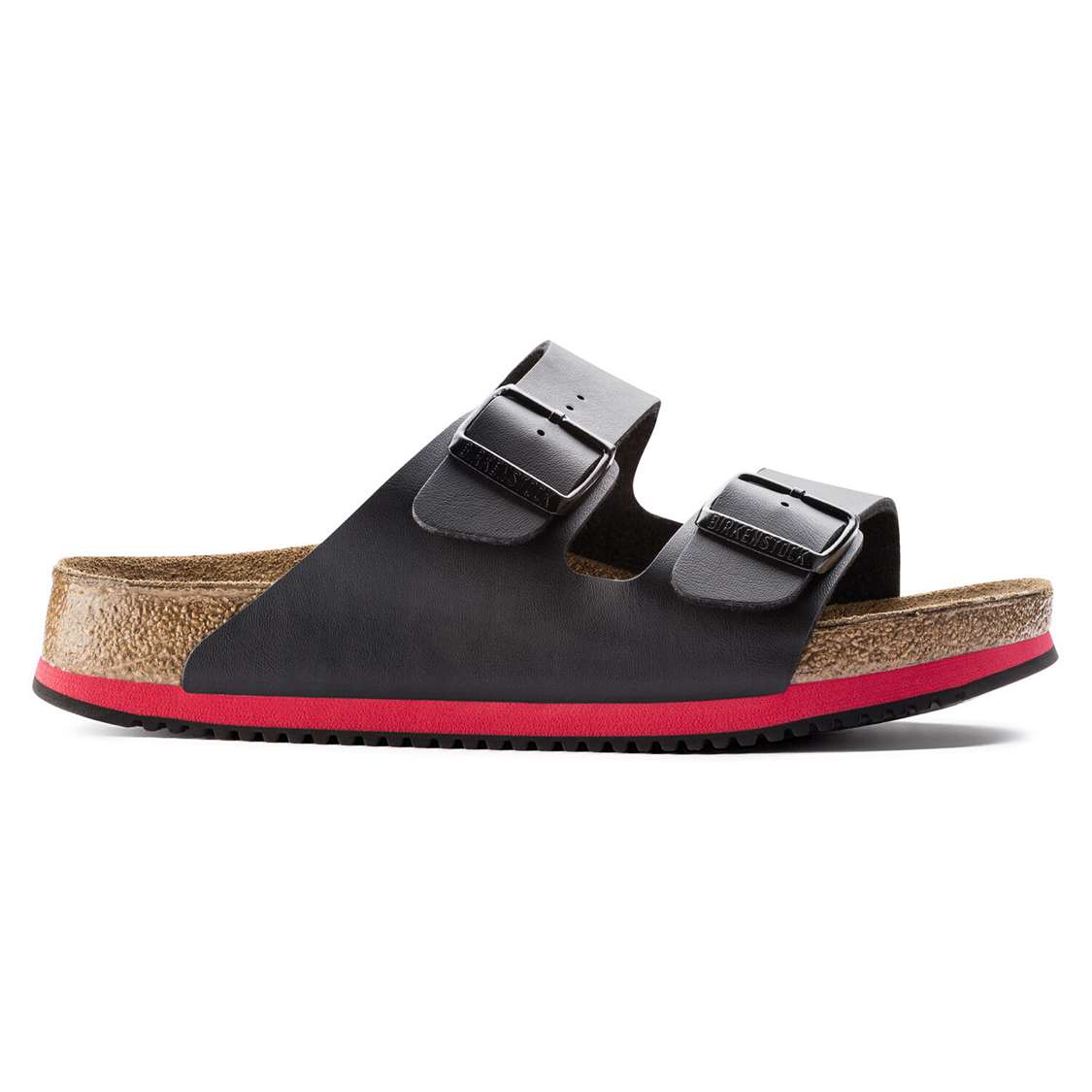 Black Birkenstock Arizona Super Grip Birko-Flor Men's Two Strap Sandals | ZXK4VANcblY