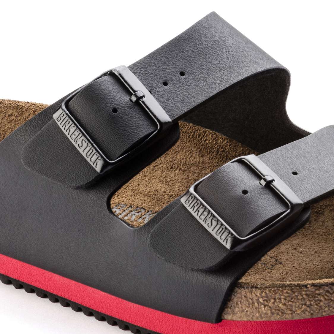 Black Birkenstock Arizona Super Grip Birko-Flor Men's Two Strap Sandals | ZXK4VANcblY