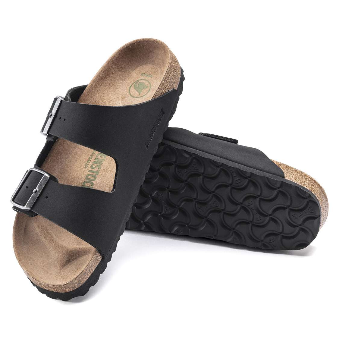 Black Birkenstock Arizona Vegan Birkibuc Men's Two Strap Sandals | nA3wvGqb3I9