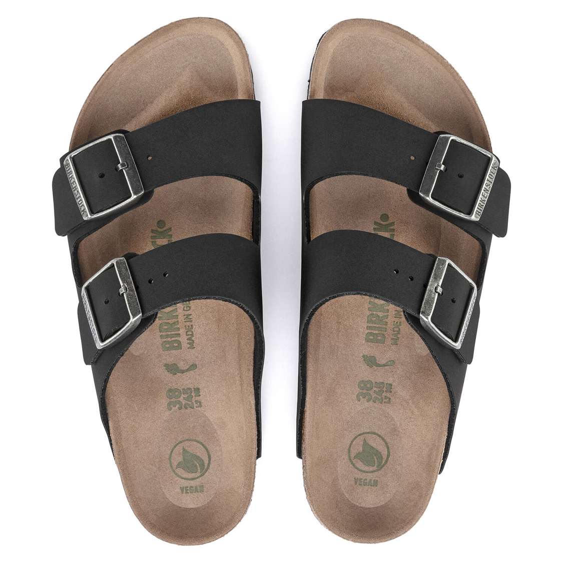 Black Birkenstock Arizona Vegan Birkibuc Men's Two Strap Sandals | nA3wvGqb3I9