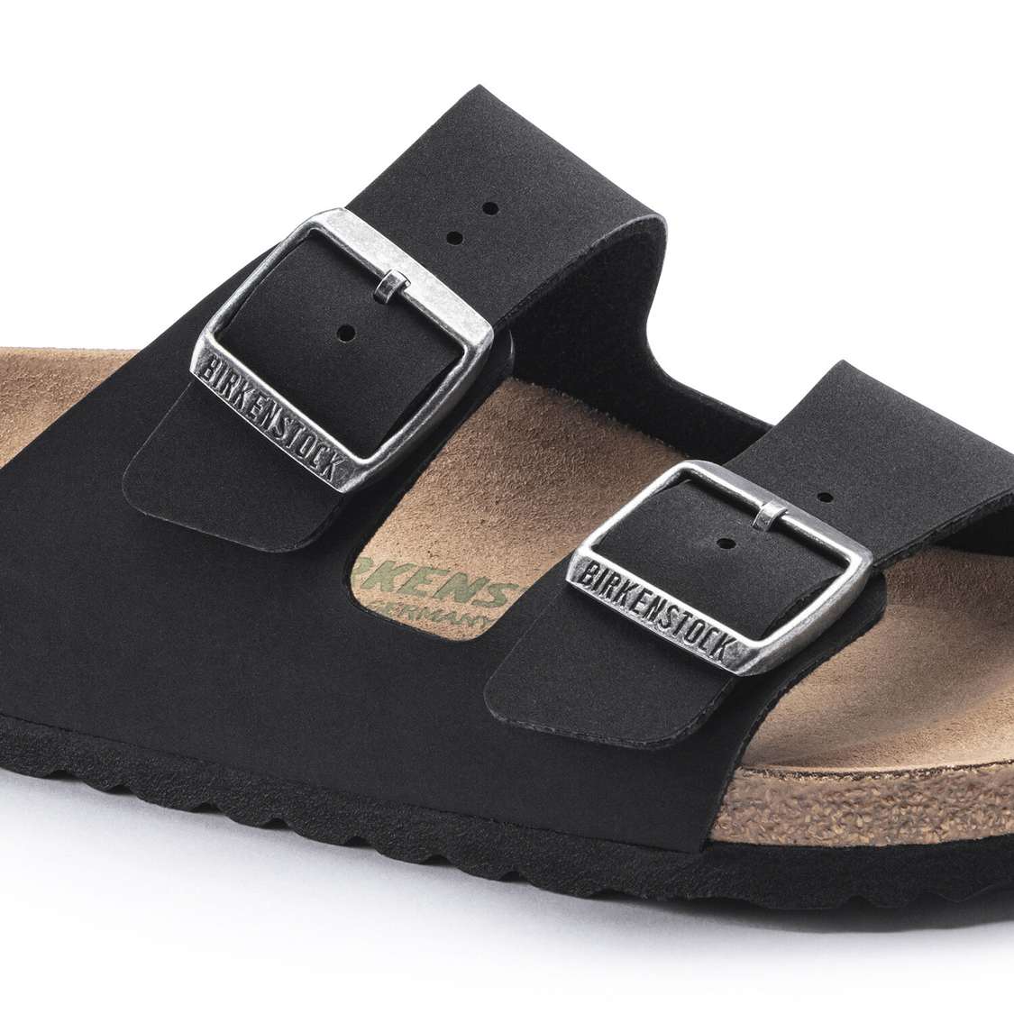 Black Birkenstock Arizona Vegan Birkibuc Men's Two Strap Sandals | nA3wvGqb3I9