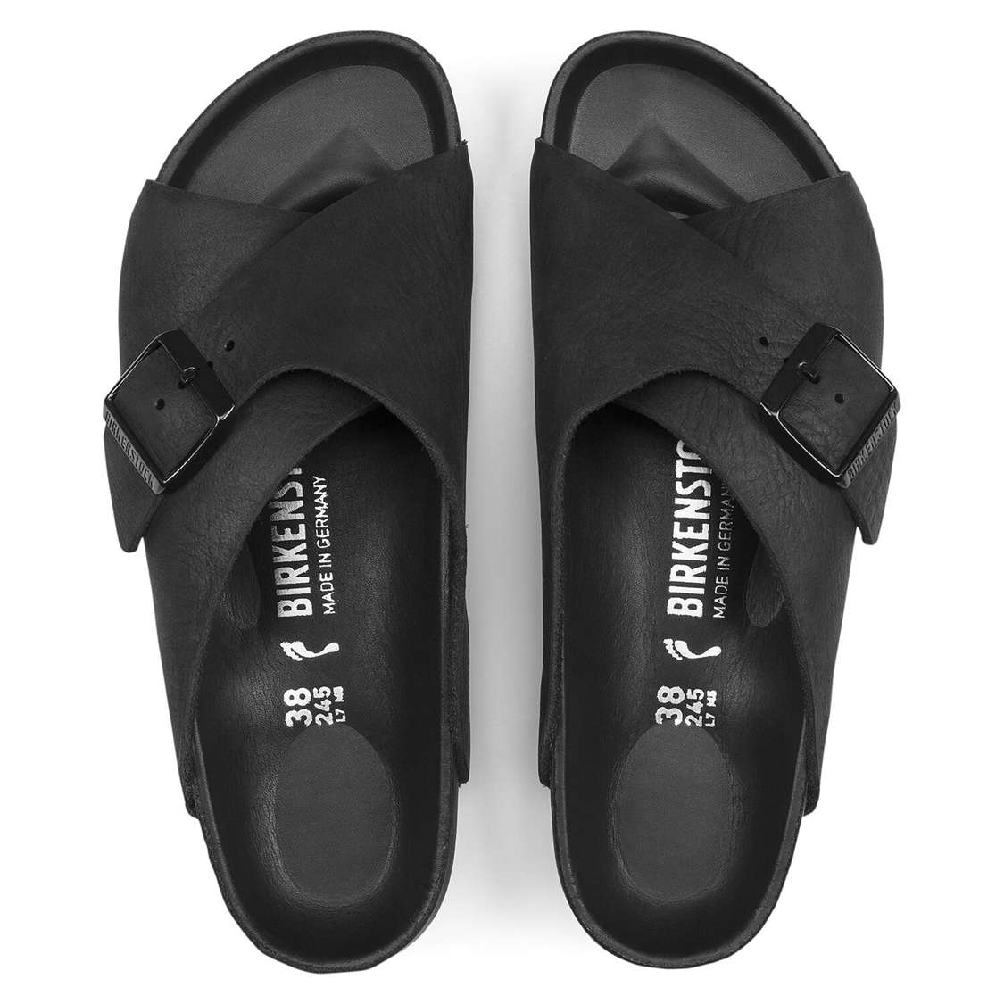 Black Birkenstock Arosa Leather Women's Two Strap Sandals | 5y7RoSL3dur