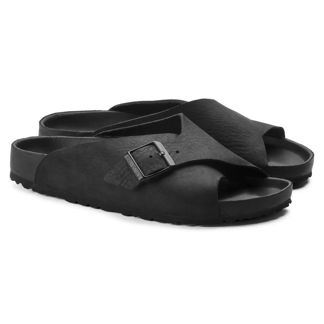 Black Birkenstock Arosa Leather Women's Two Strap Sandals | 5y7RoSL3dur