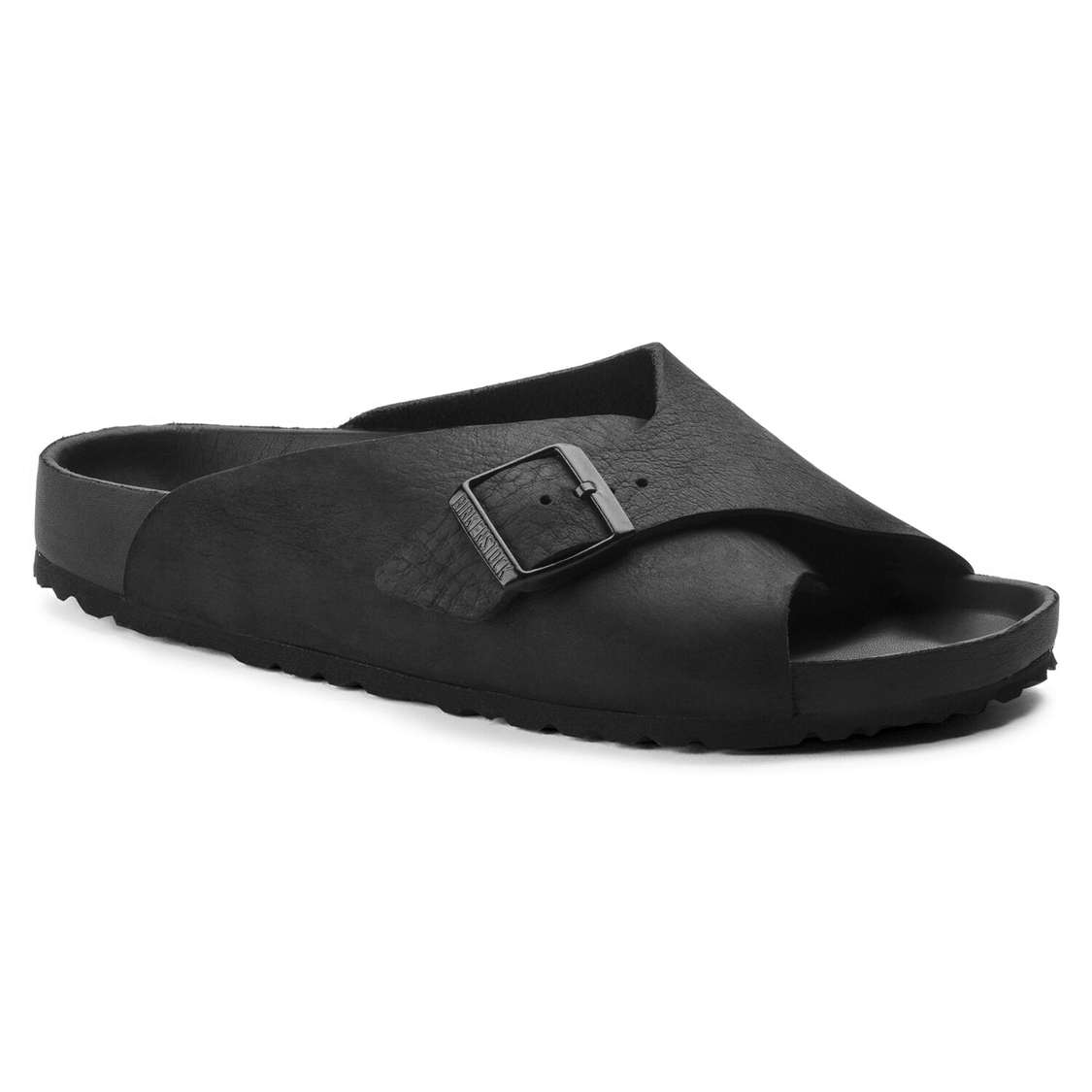 Black Birkenstock Arosa Leather Women\'s Two Strap Sandals | 5y7RoSL3dur