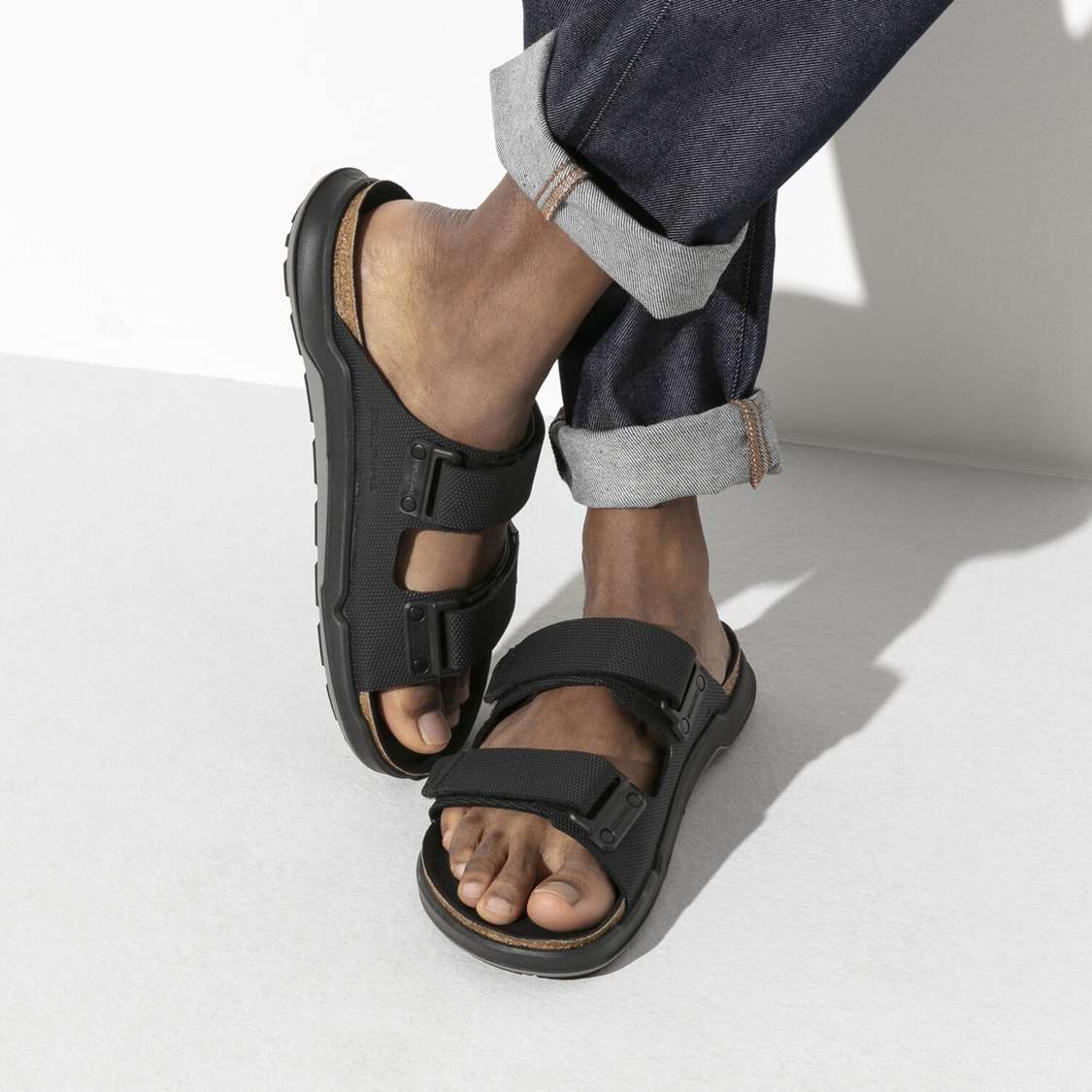 Black Birkenstock Atacama Birko-Flor Men's Two Strap Sandals | aSgOBlbIMhn