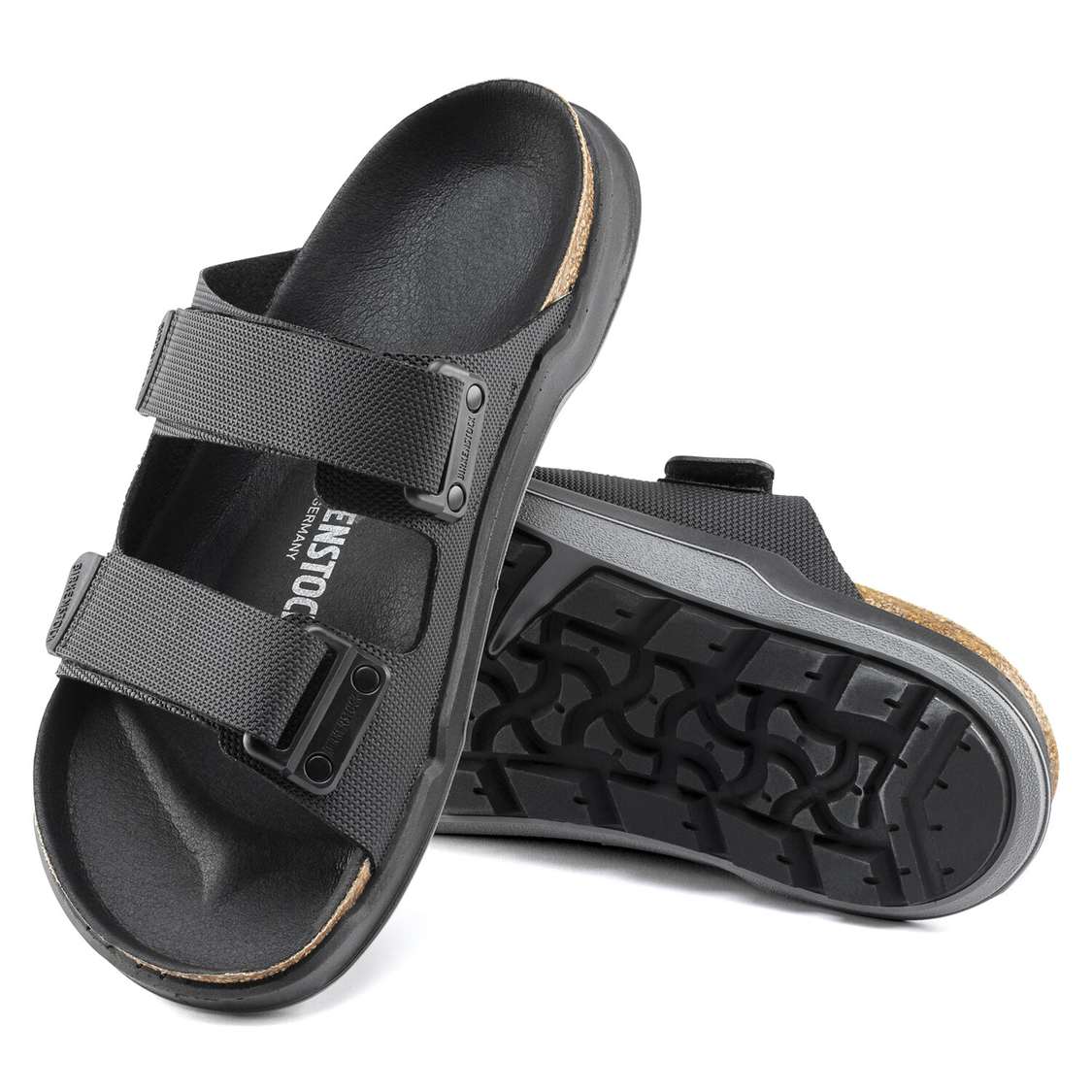 Black Birkenstock Atacama Birko-Flor Men's Two Strap Sandals | aSgOBlbIMhn