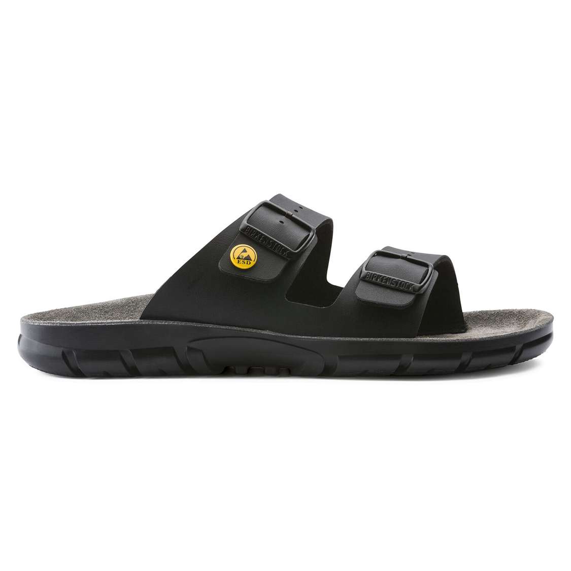 Black Birkenstock Bilbao ESD Birko-Flor Men's Two Strap Sandals | RUx9d71ZsnX