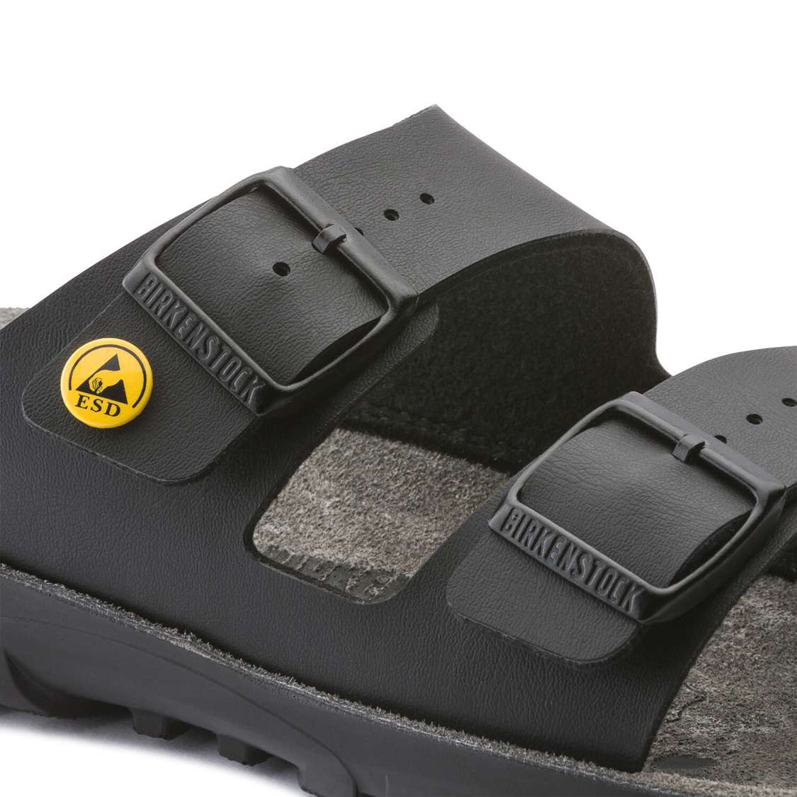 Black Birkenstock Bilbao ESD Birko-Flor Men's Two Strap Sandals | RUx9d71ZsnX