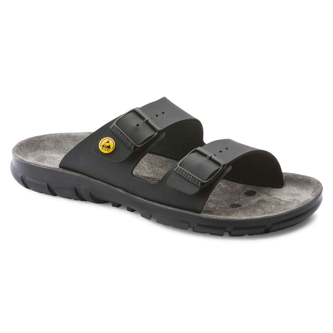 Black Birkenstock Bilbao ESD Birko-Flor Men\'s Two Strap Sandals | RUx9d71ZsnX