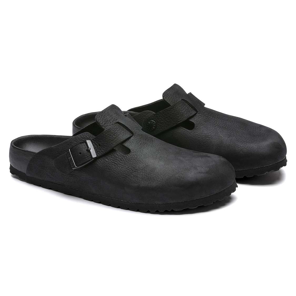 Black Birkenstock Boston Leather Women's Clogs | zTY1uRRFx8x