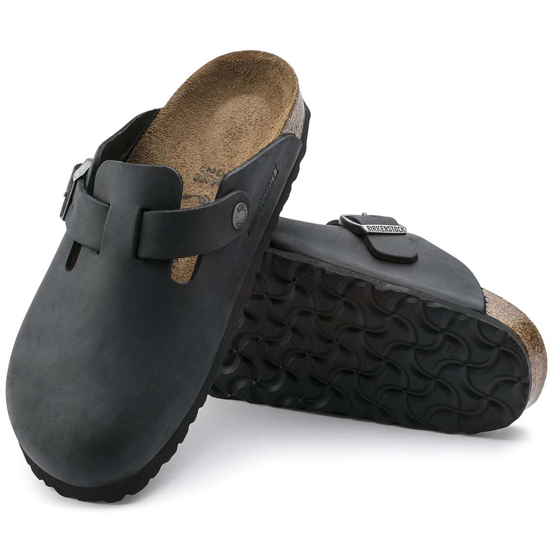 Black Birkenstock Boston Oiled Leather Men's Clogs | UUtBjKSxtif