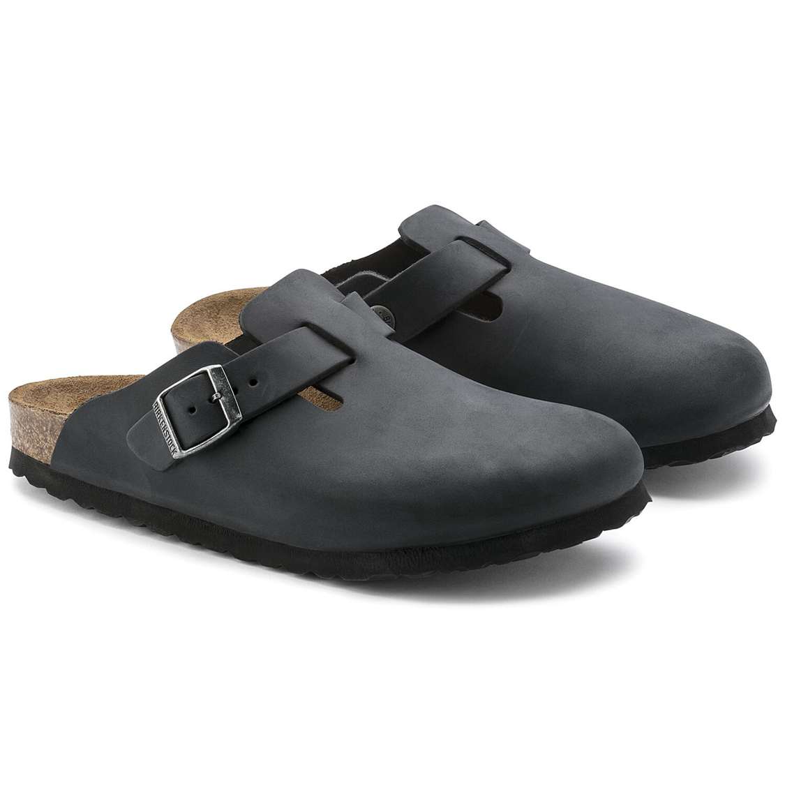 Black Birkenstock Boston Oiled Leather Men's Clogs | UUtBjKSxtif