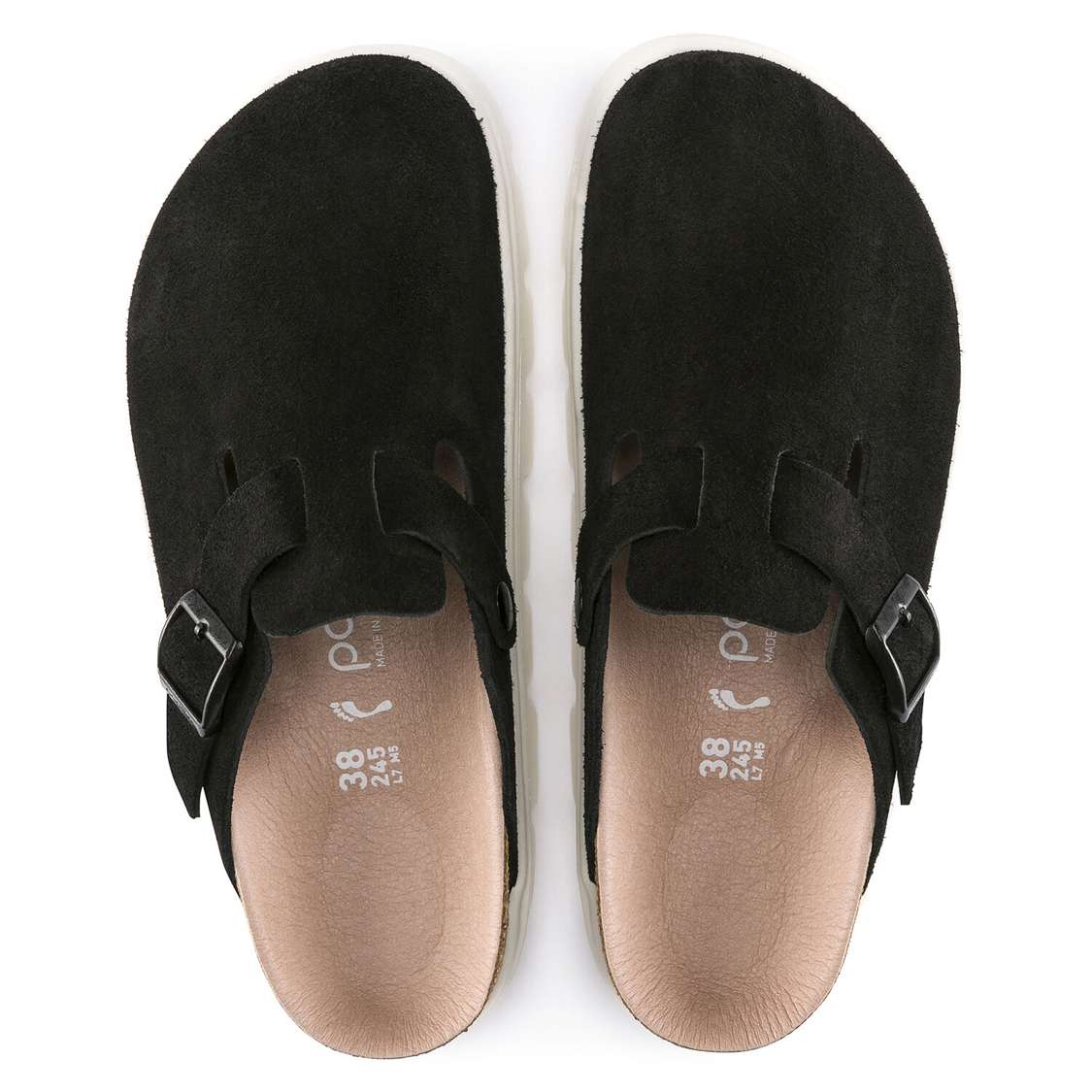 Black Birkenstock Boston Papillio Suede Leather Women's Wedges Sandals | IEX8uAU4JrO