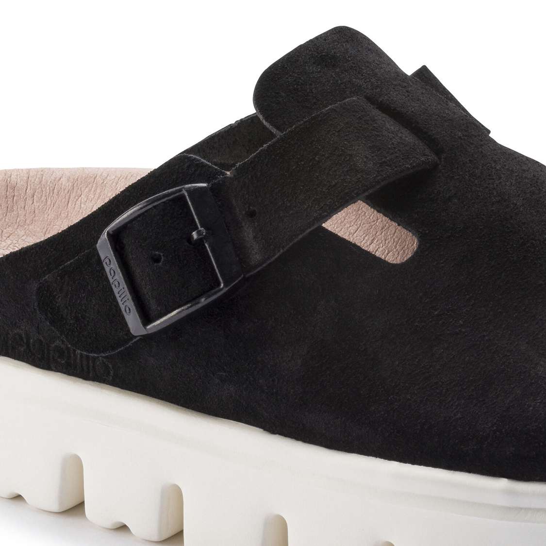 Black Birkenstock Boston Papillio Suede Leather Women's Wedges Sandals | IEX8uAU4JrO