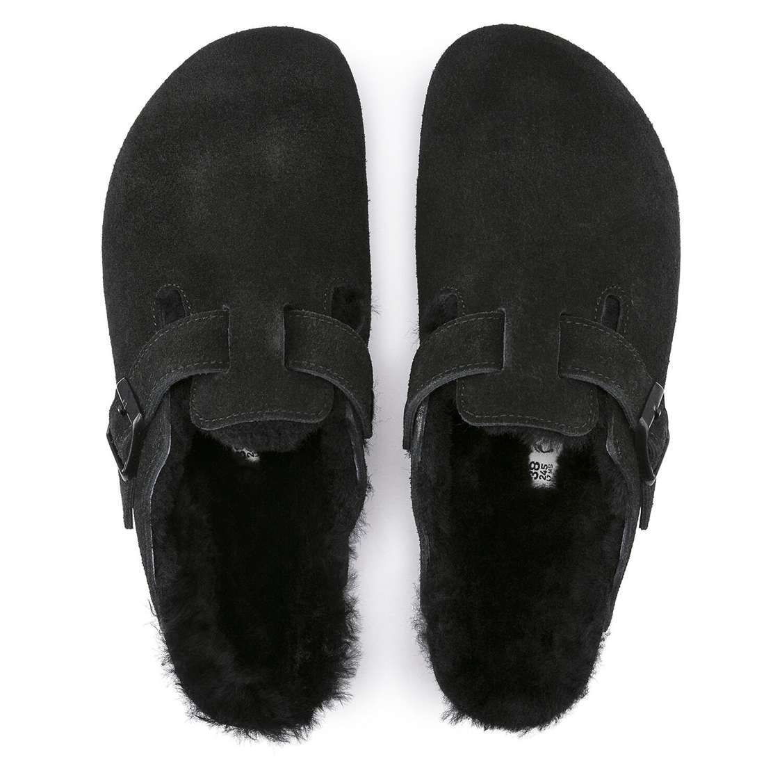 Black Birkenstock Boston Shearling Suede Leather Women's Clogs | 27UQILJoL4K