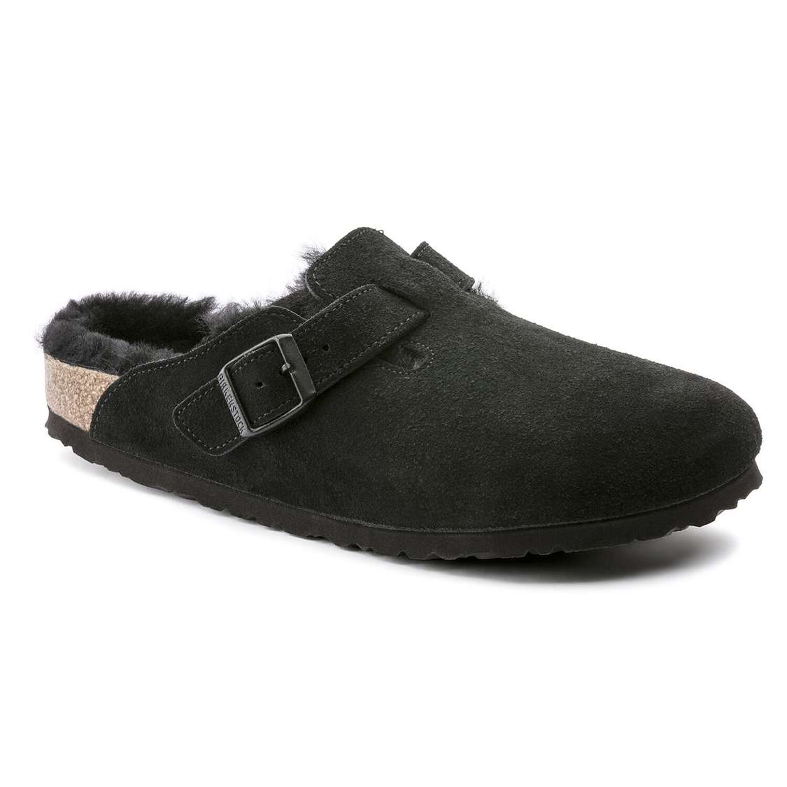 Black Birkenstock Boston Shearling Suede Leather Women\'s Clogs | 27UQILJoL4K