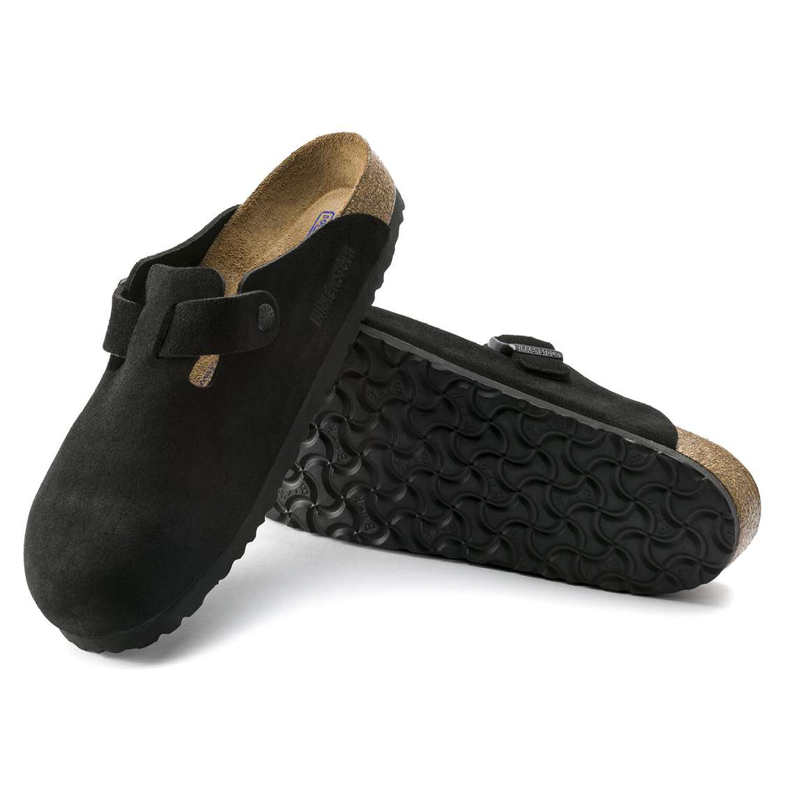 Black Birkenstock Boston Soft Footbed Suede Leather Men's Clogs | klc3Zo8Xgkt