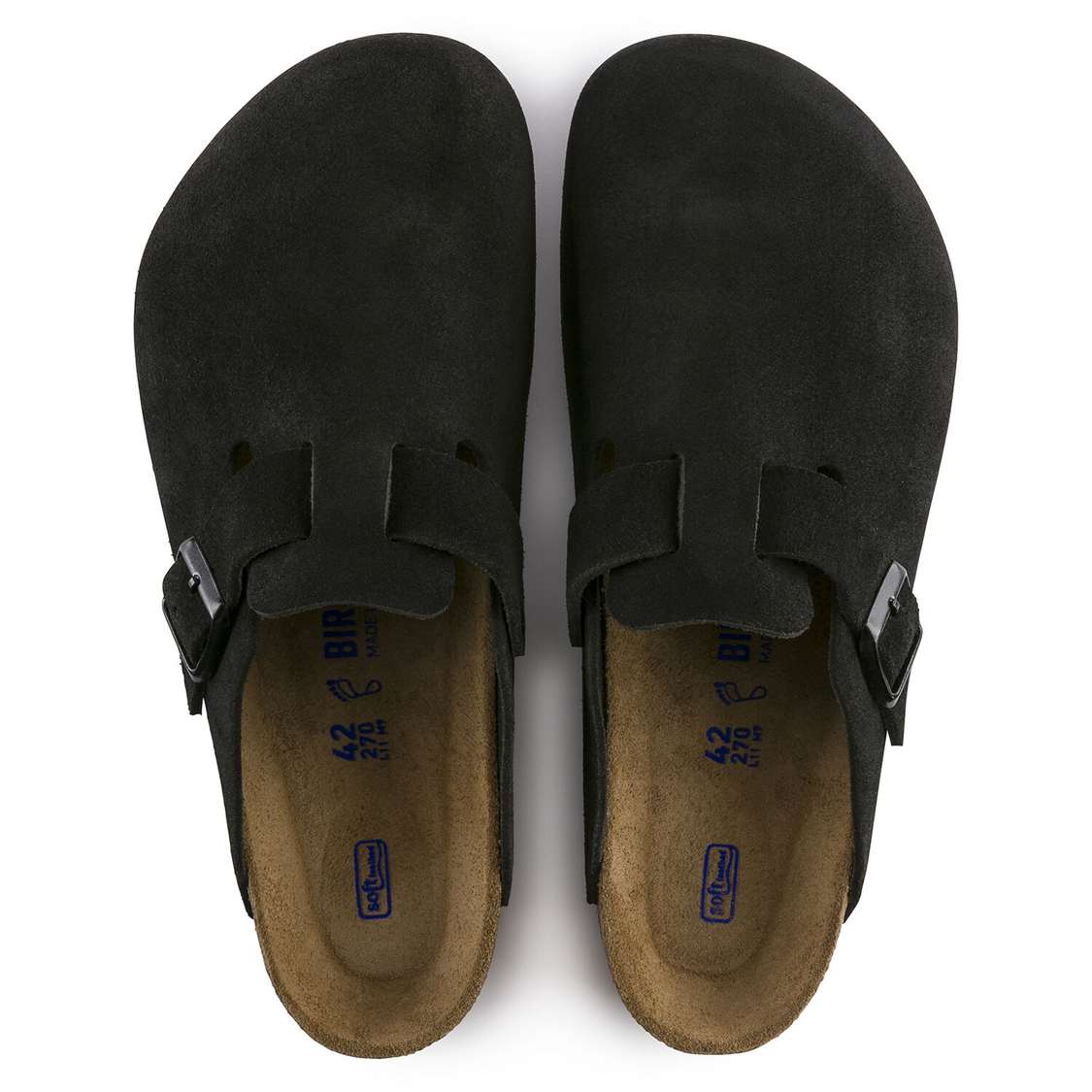 Black Birkenstock Boston Soft Footbed Suede Leather Men's Clogs | klc3Zo8Xgkt