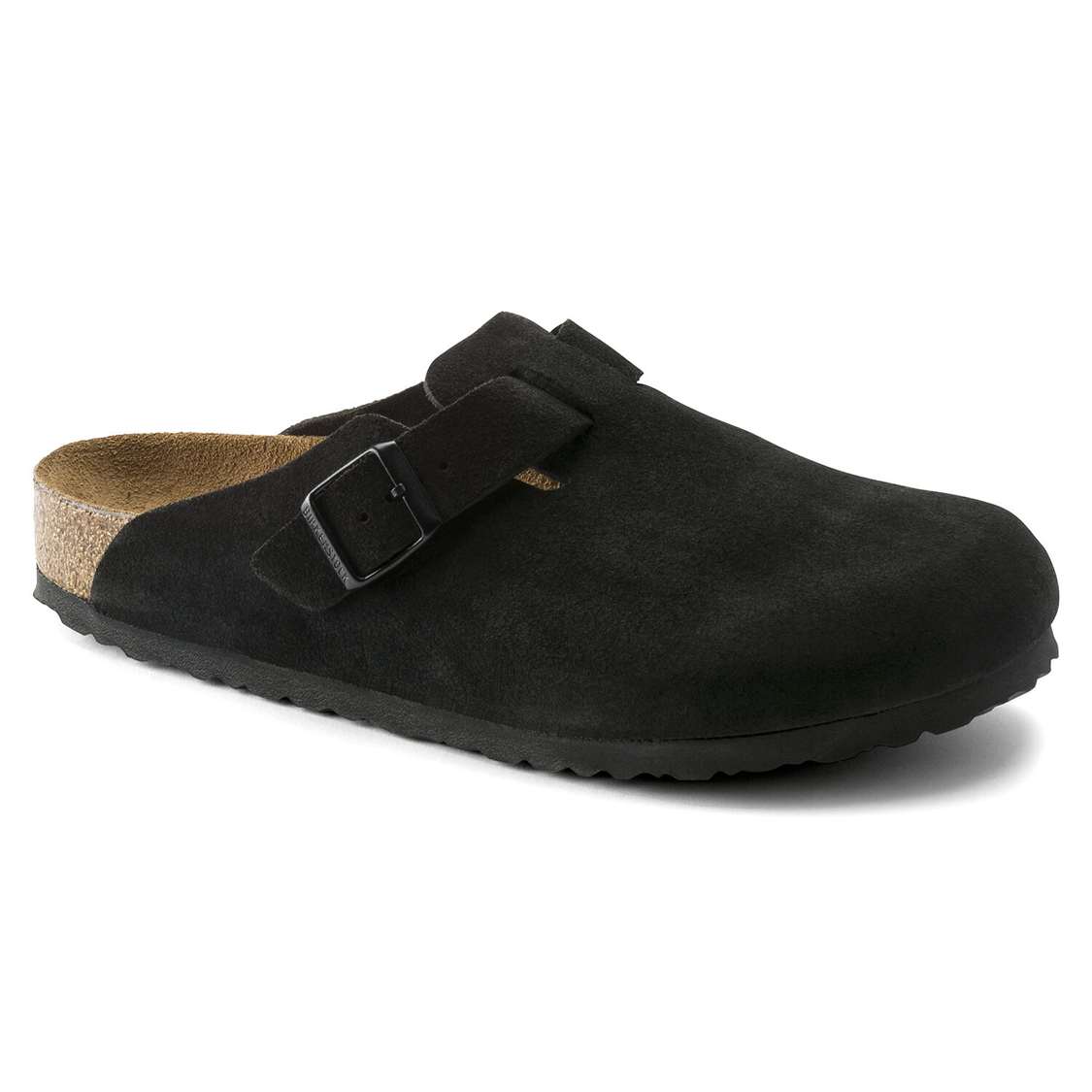 Black Birkenstock Boston Soft Footbed Suede Leather Men\'s Clogs | klc3Zo8Xgkt