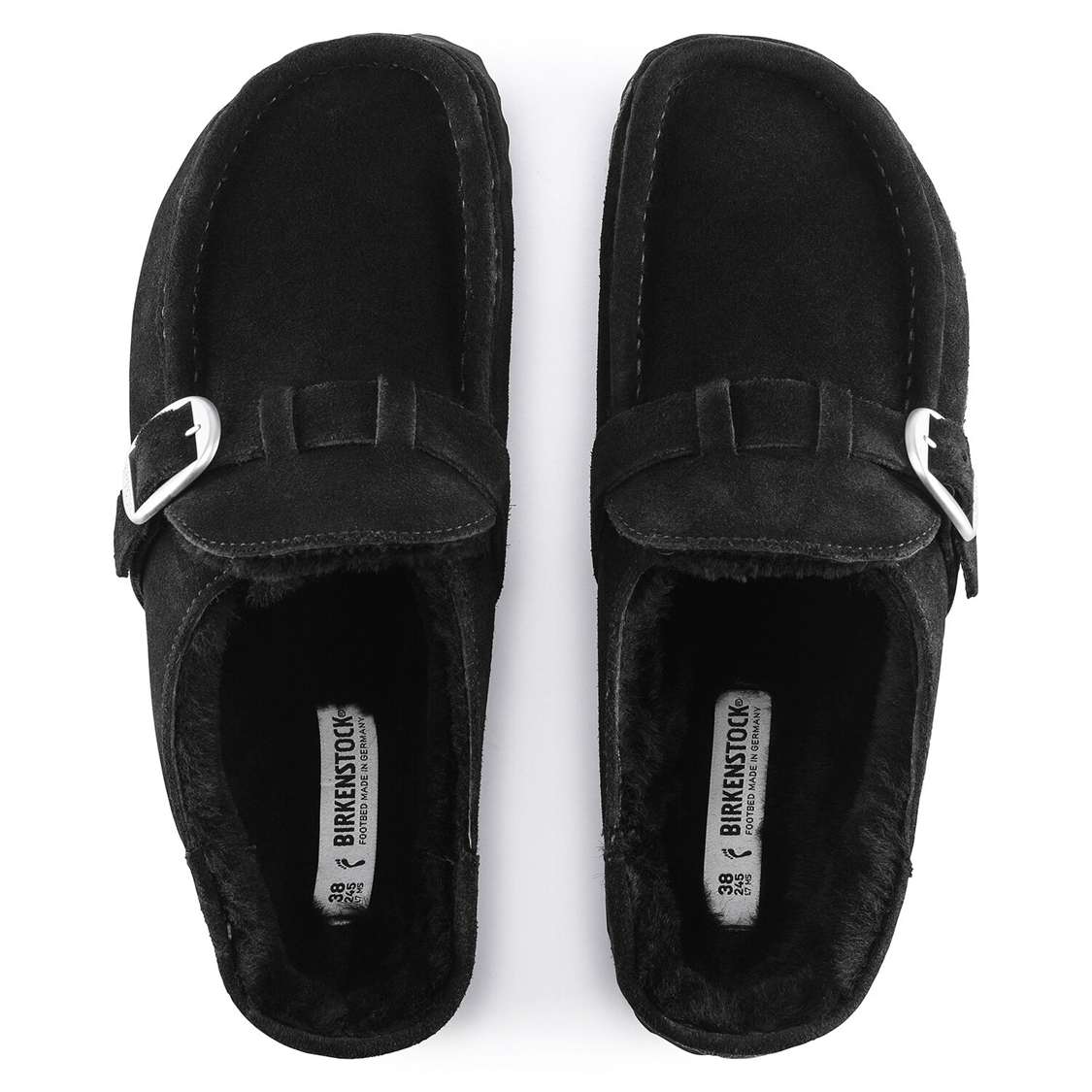 Black Birkenstock Buckley Shearling Suede Leather Women's Clogs | 2OIbMcDz5MK