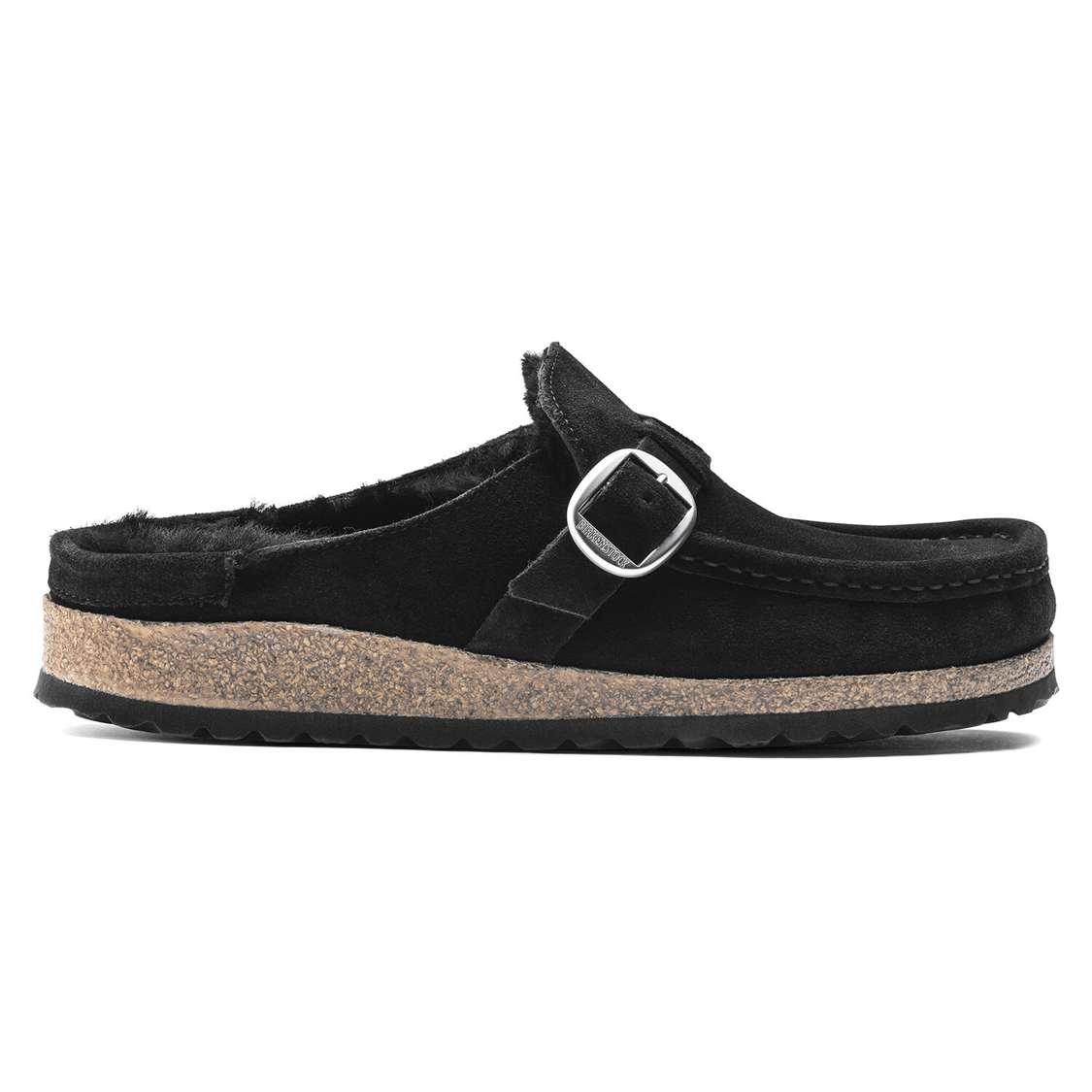 Black Birkenstock Buckley Shearling Suede Leather Women's Clogs | 2OIbMcDz5MK