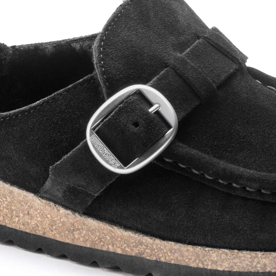 Black Birkenstock Buckley Shearling Suede Leather Women's Clogs | 2OIbMcDz5MK