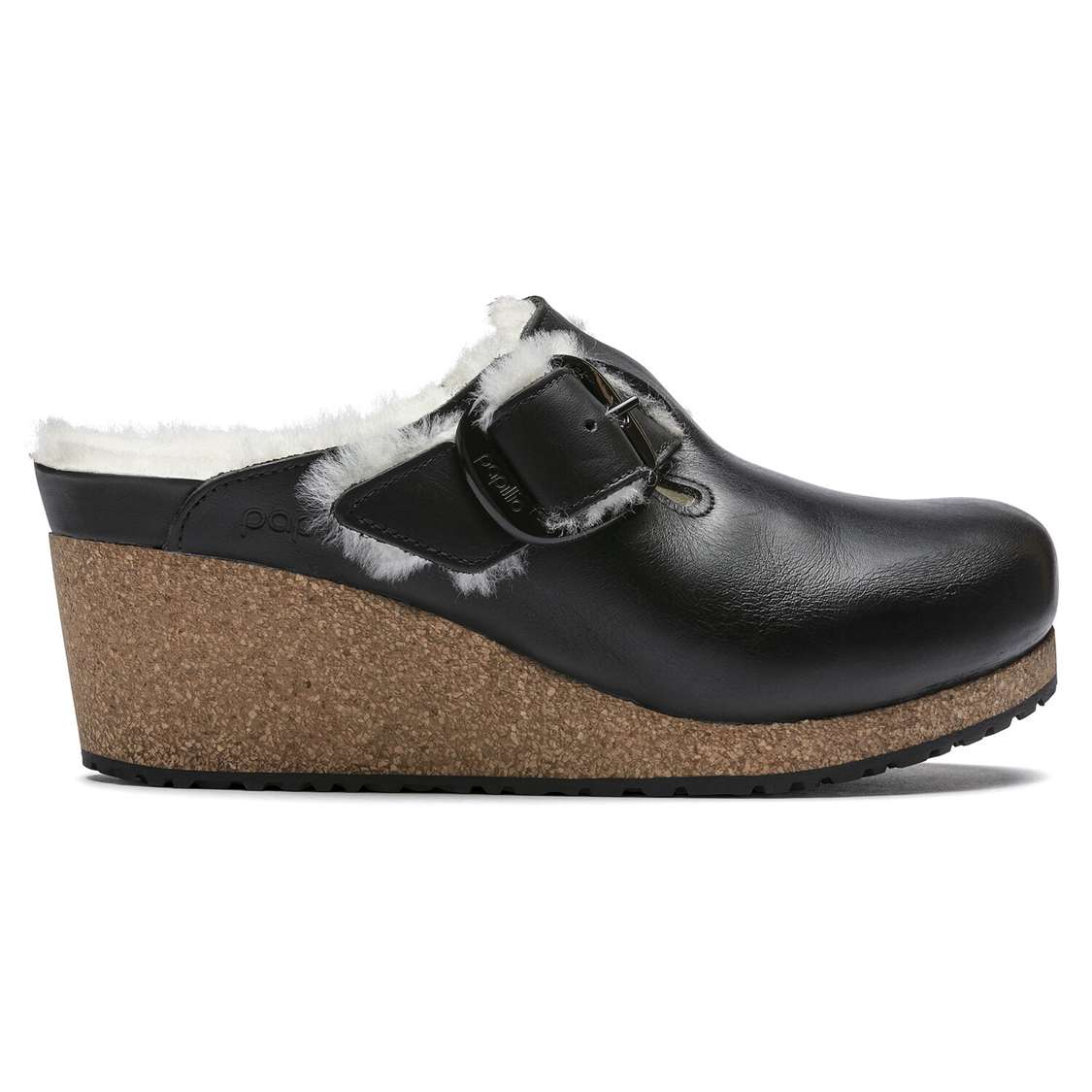 Black Birkenstock Fanny Big Buckle Leather Women's Clogs | 7UTNHYMyyyH