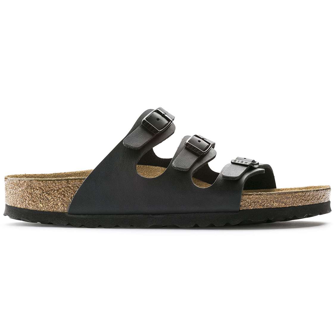 Black Birkenstock Florida Soft Footbed Birko-Flor Women's Multi Strap Sandals | jnEzwogO3oL