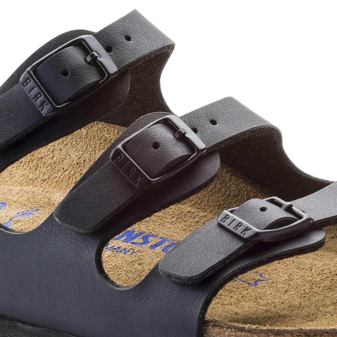 Black Birkenstock Florida Soft Footbed Birko-Flor Women's Multi Strap Sandals | jnEzwogO3oL