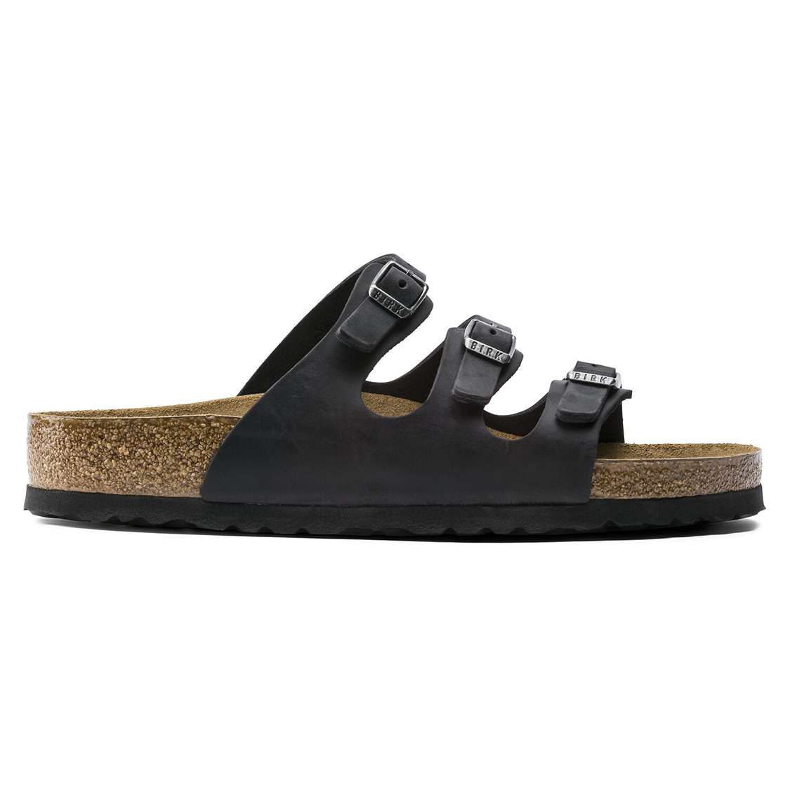 Black Birkenstock Florida Soft Footbed Oiled Leather Women's Multi Strap Sandals | DiqFpbxKbf7