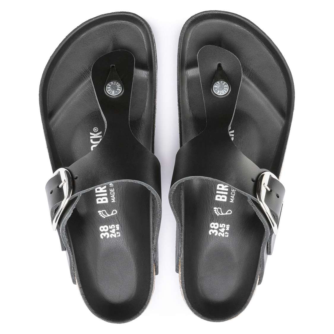 Black Birkenstock Gizeh Big Buckle Leather Women's Thong | LuqA4U4me9e