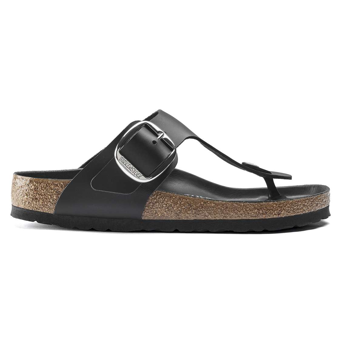 Black Birkenstock Gizeh Big Buckle Leather Women's Thong | LuqA4U4me9e