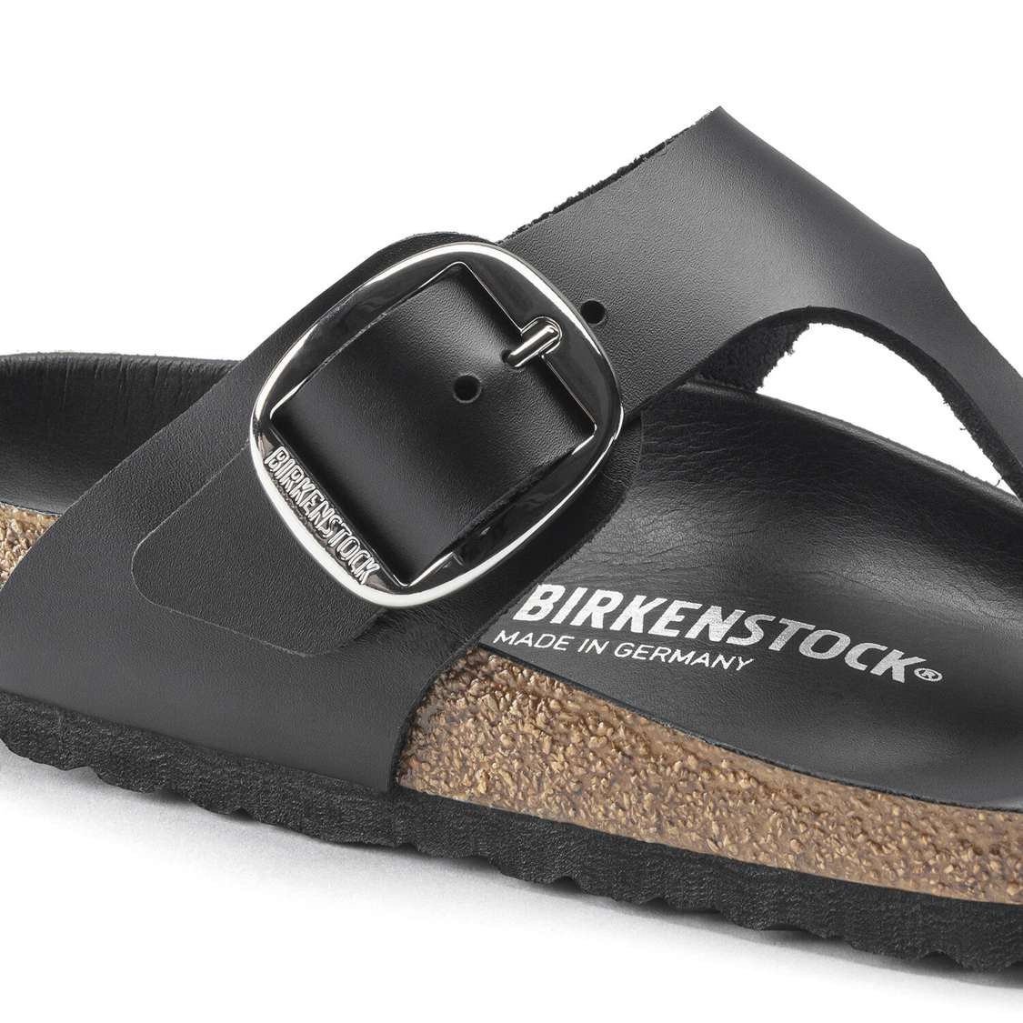 Black Birkenstock Gizeh Big Buckle Leather Women's Thong | LuqA4U4me9e