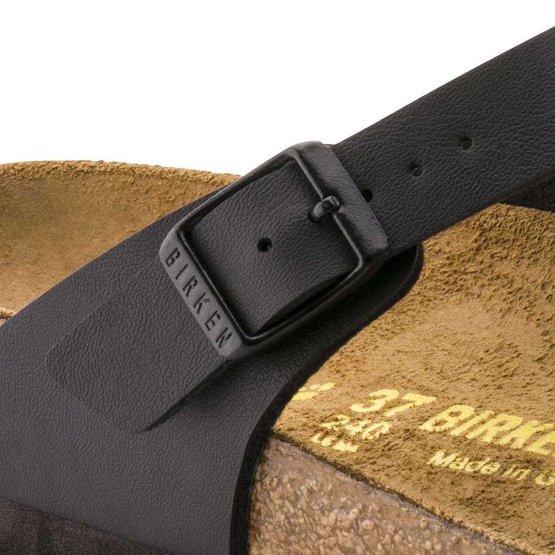 Black Birkenstock Gizeh Birko-Flor Men's One Strap Sandals | yRyBEV3e3lM