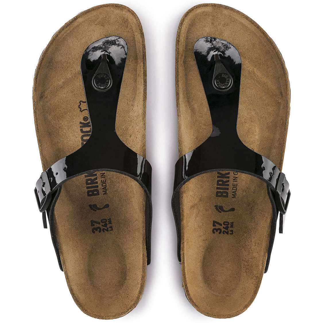 Black Birkenstock Gizeh Birko-Flor Patent Women's Thong | 5kt5rrN6kBf