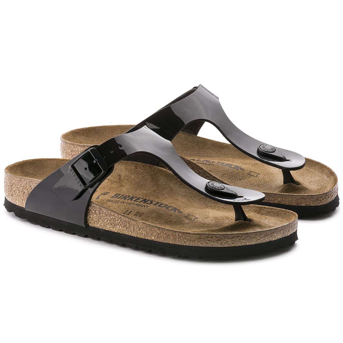 Black Birkenstock Gizeh Birko-Flor Patent Women's Thong | 5kt5rrN6kBf