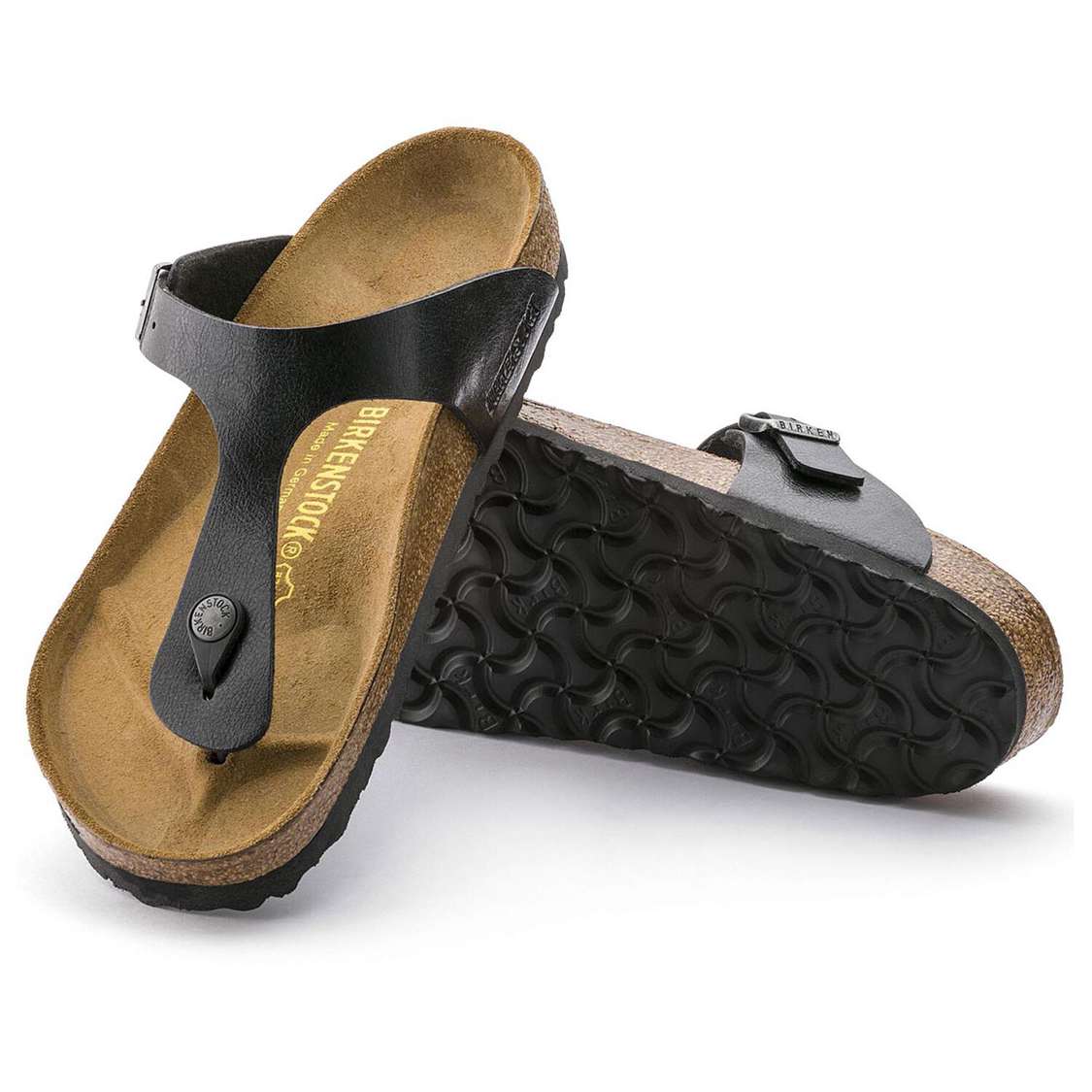 Black Birkenstock Gizeh Birko-Flor Women's One Strap Sandals | Rg8TsVEy6dy